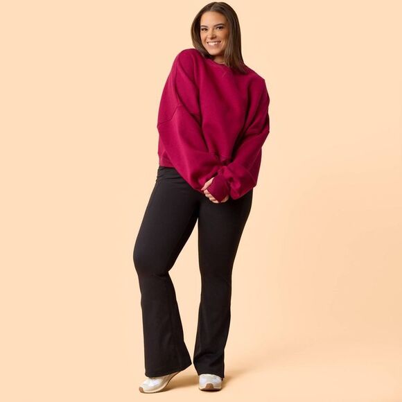 Blogilates - Women's Marshmallow Mockneck Sweatshirt Burgundy - Picture 3 of 4